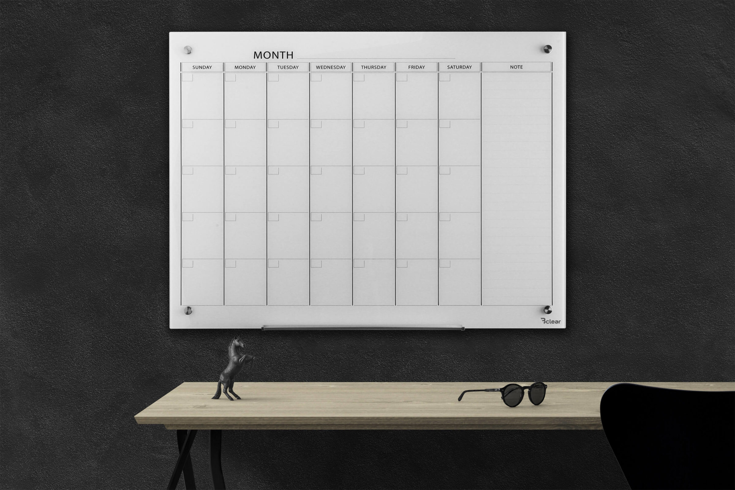 לוח תכנון חודשי לבן זכוכית Bclear
