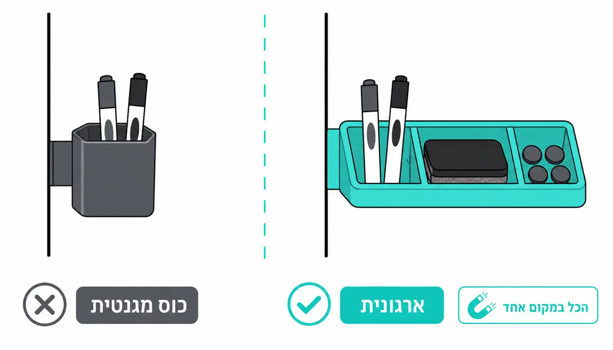 ארגונית ללוח מחיק: מה ההבדל מכוס מגנטית?