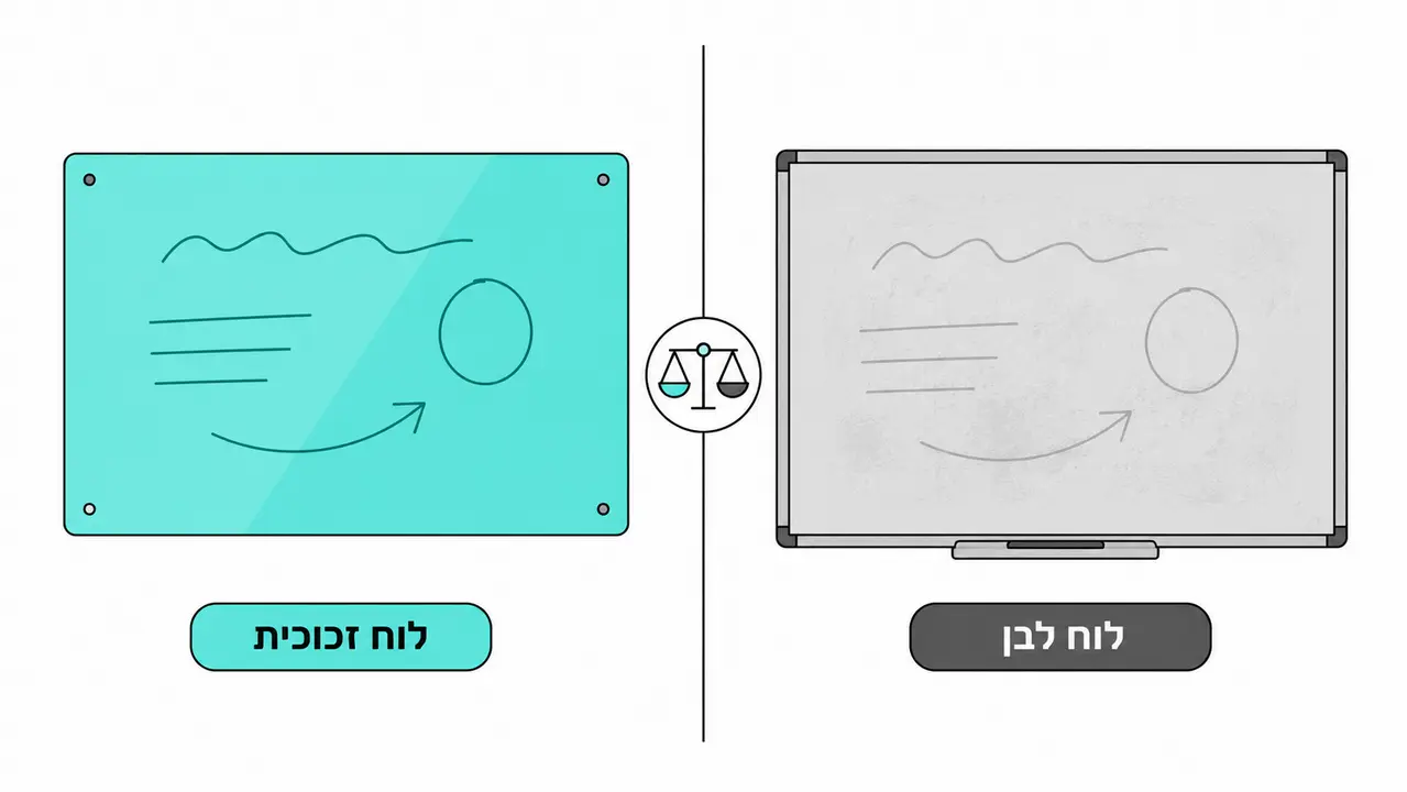לוח זכוכית מול לוח לבן