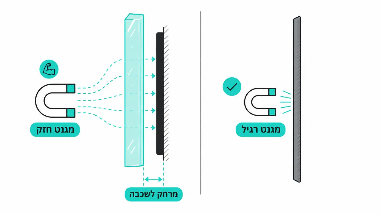מה ההבדל במגנטיות בין זכוכית ללוח לבן?