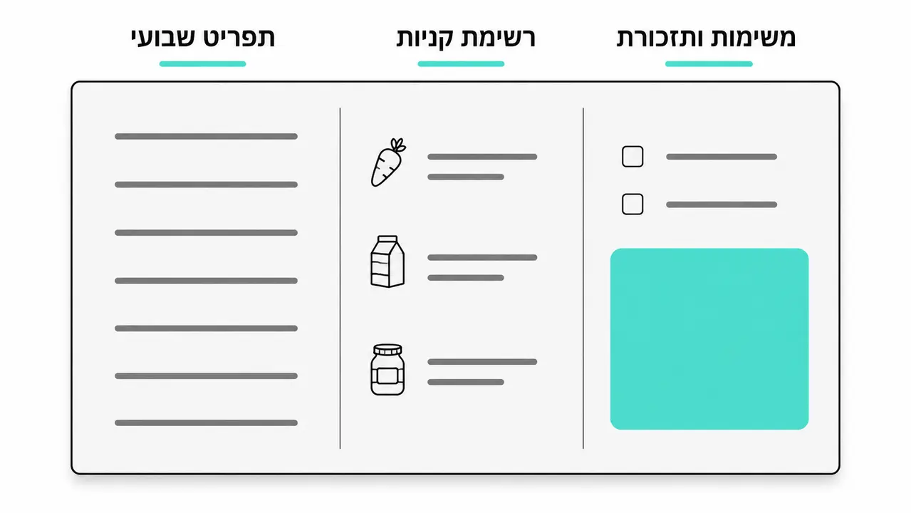 מה כותבים על לוח מחיק במטבח (תבנית מוכנה)