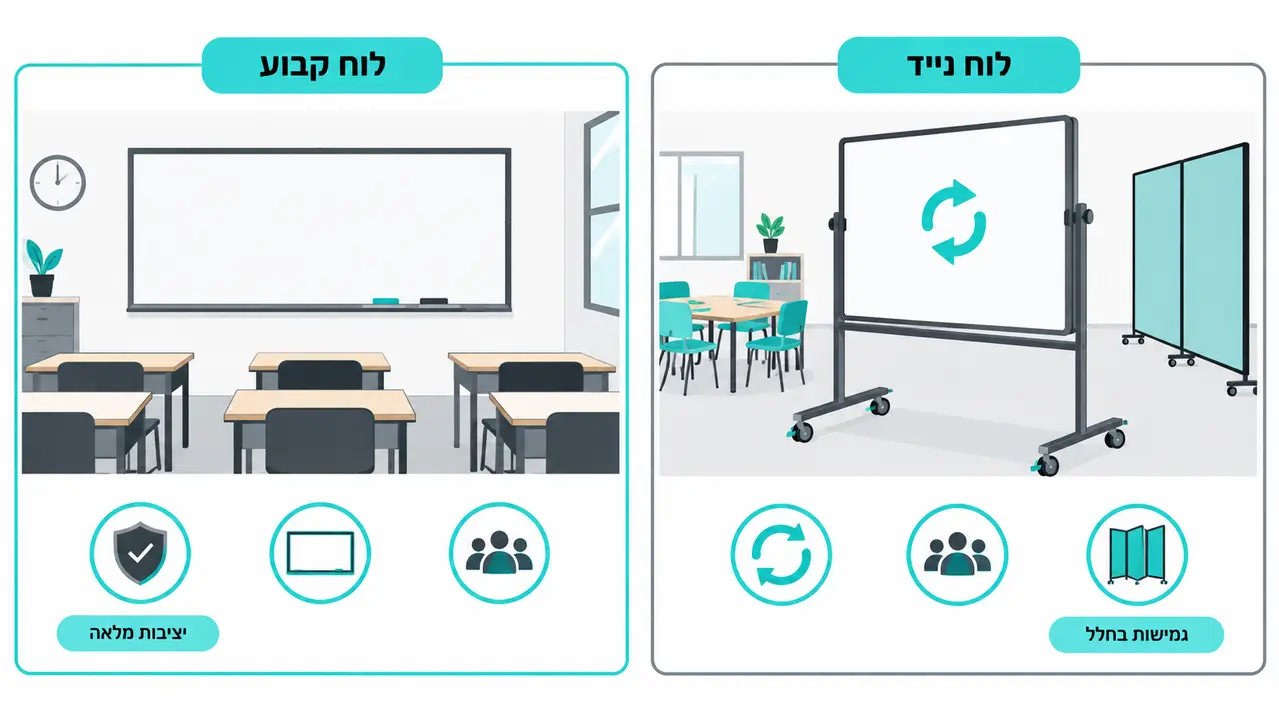 לוח קבוע או לוח נייד על גלגלים לכיתה
